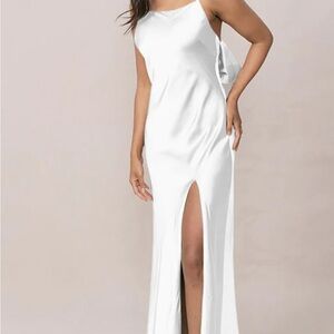 Revelry White Backless Dress with Slit